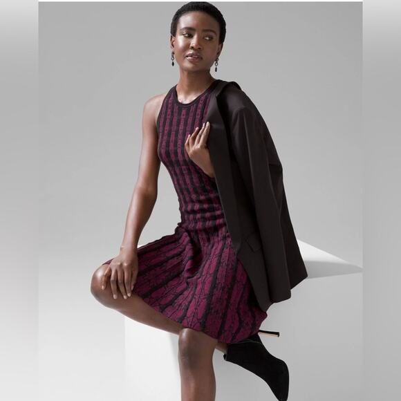 NWT $$150 White House Black Market Sleeveless Python Snake Sweater Dress M Sexy - Picture 1 of 16